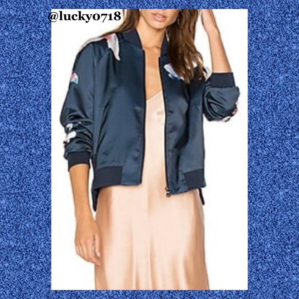 Joe’s Jeans NWOT Elsie Bomber Jacket in Navy Floral Sz M